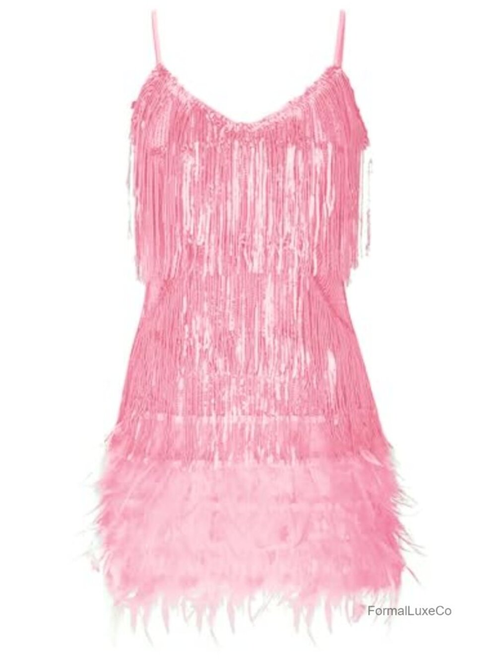 Sequin Flapper Mini Dress Sleeveless Feather Fringe Prom Party